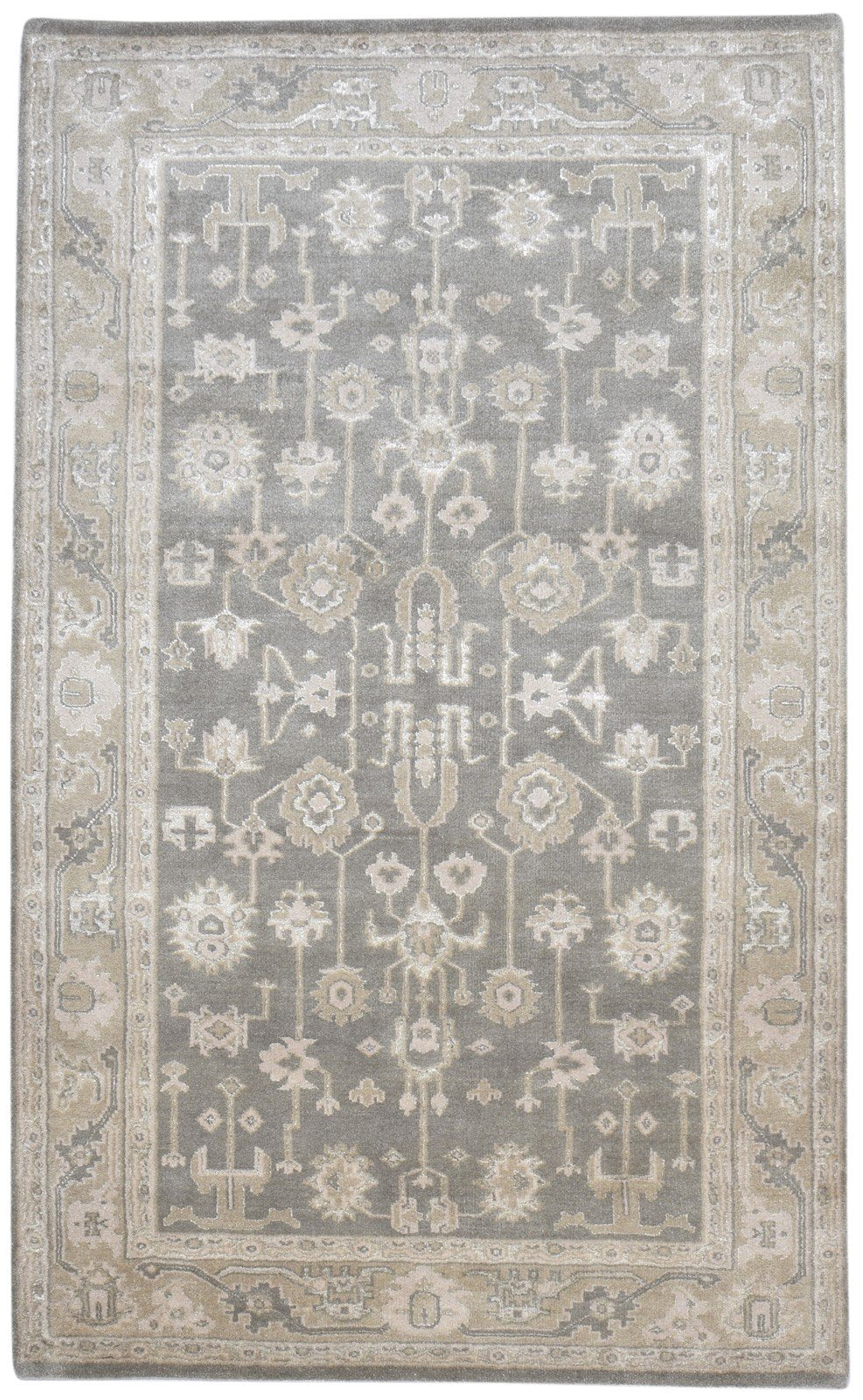 Wool Grey Rug 5' X 8' Persian Hand Knotted Kashan Oriental Room Size Carpet 