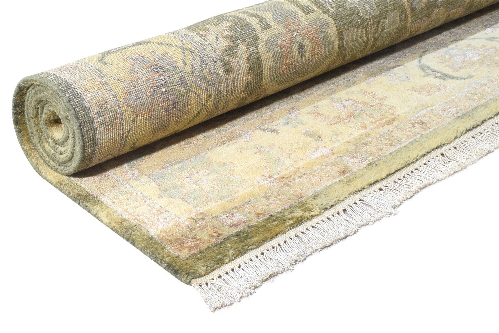 5X8 Rug Wool Olive Persian Hand Knotted Sarouk-Indian Oriental Room Size Carpet  Area Rug 