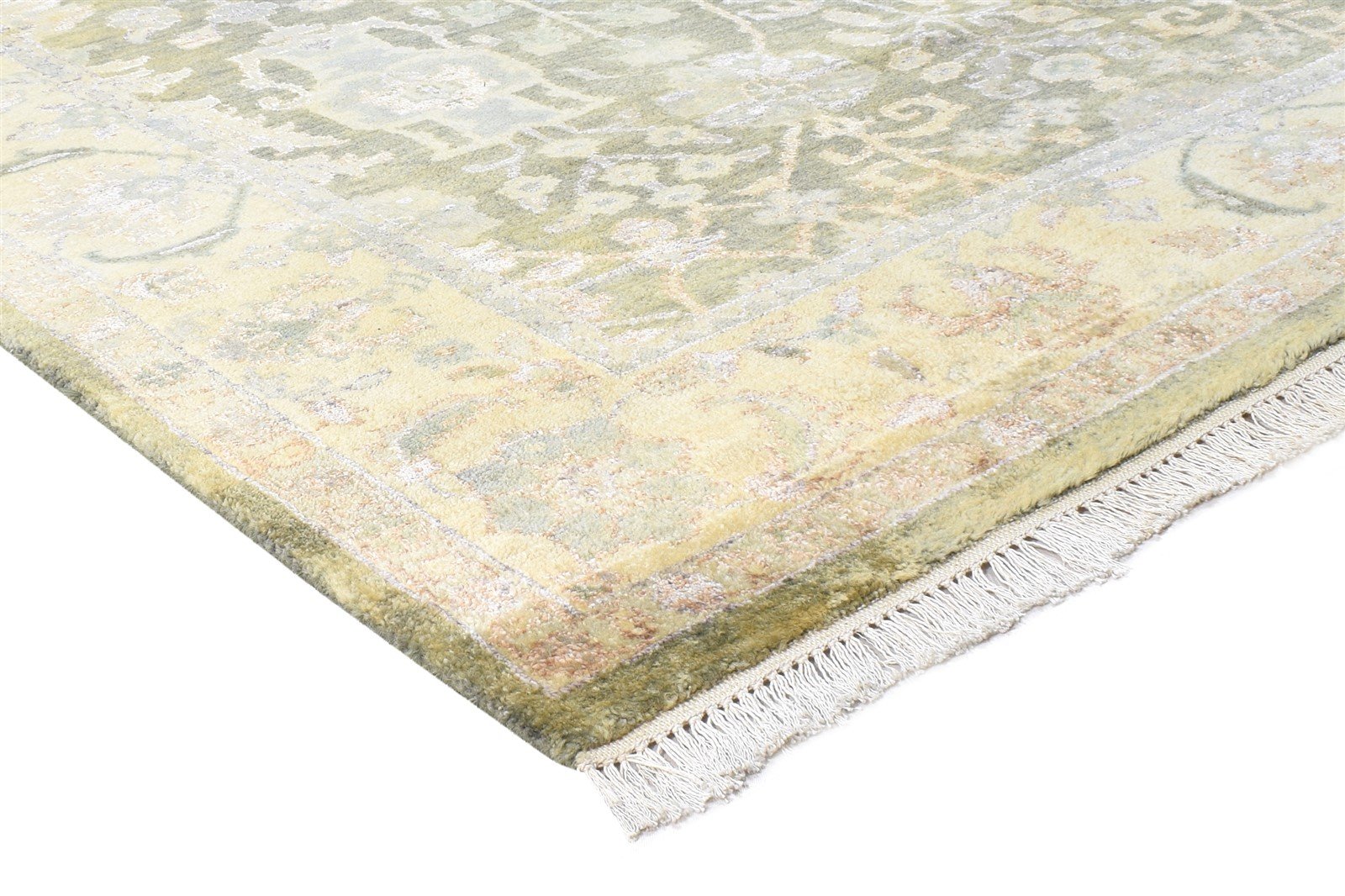 5X8 Rug Wool Olive Persian Hand Knotted Sarouk-Indian Oriental Room Size Carpet  Area Rug 
