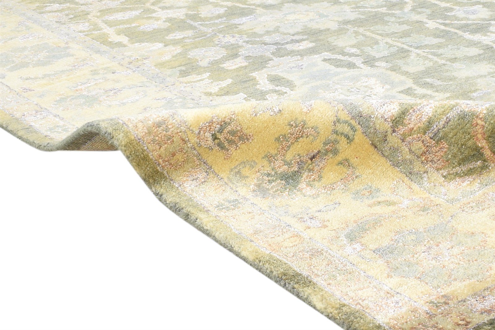 5X8 Rug Wool Olive Persian Hand Knotted Sarouk-Indian Oriental Room Size Carpet  Area Rug 