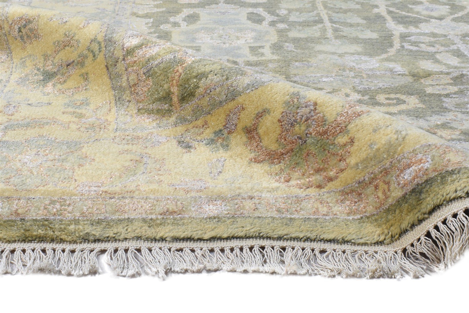 5X8 Rug Wool Olive Persian Hand Knotted Sarouk-Indian Oriental Room Size Carpet  Area Rug 