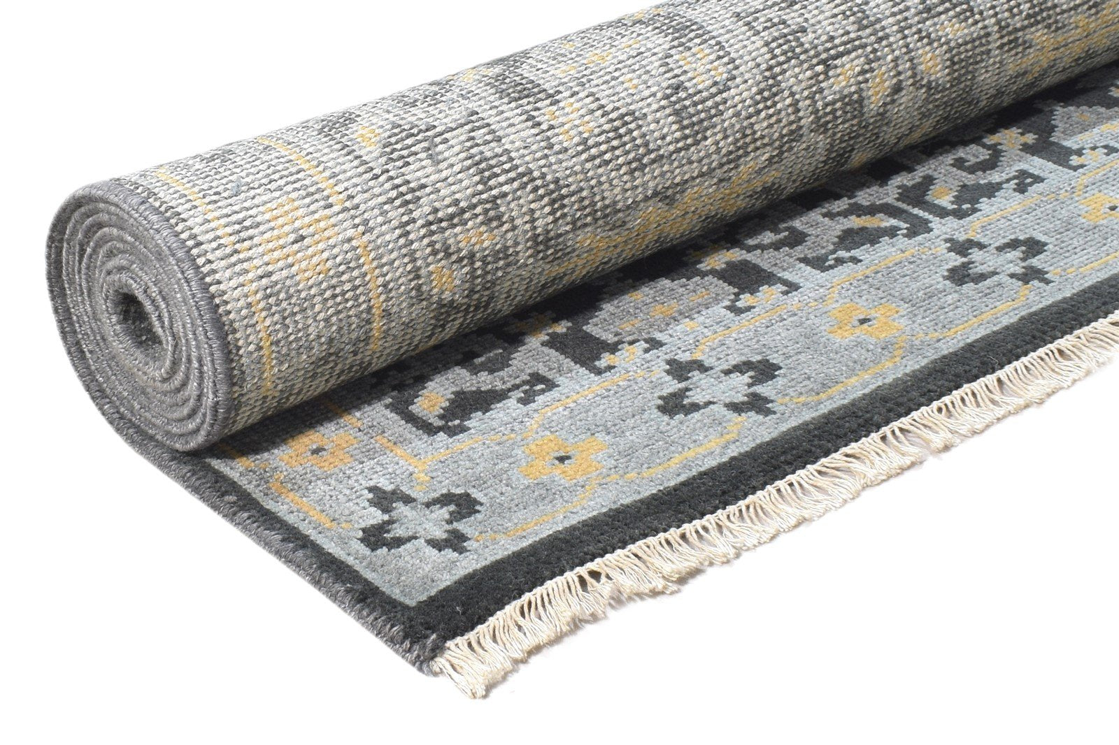 Hand Knotted Charcoal Wool / Silk Rug 5X8 Persian Bokhara Oriental Room Size  Area Rug 