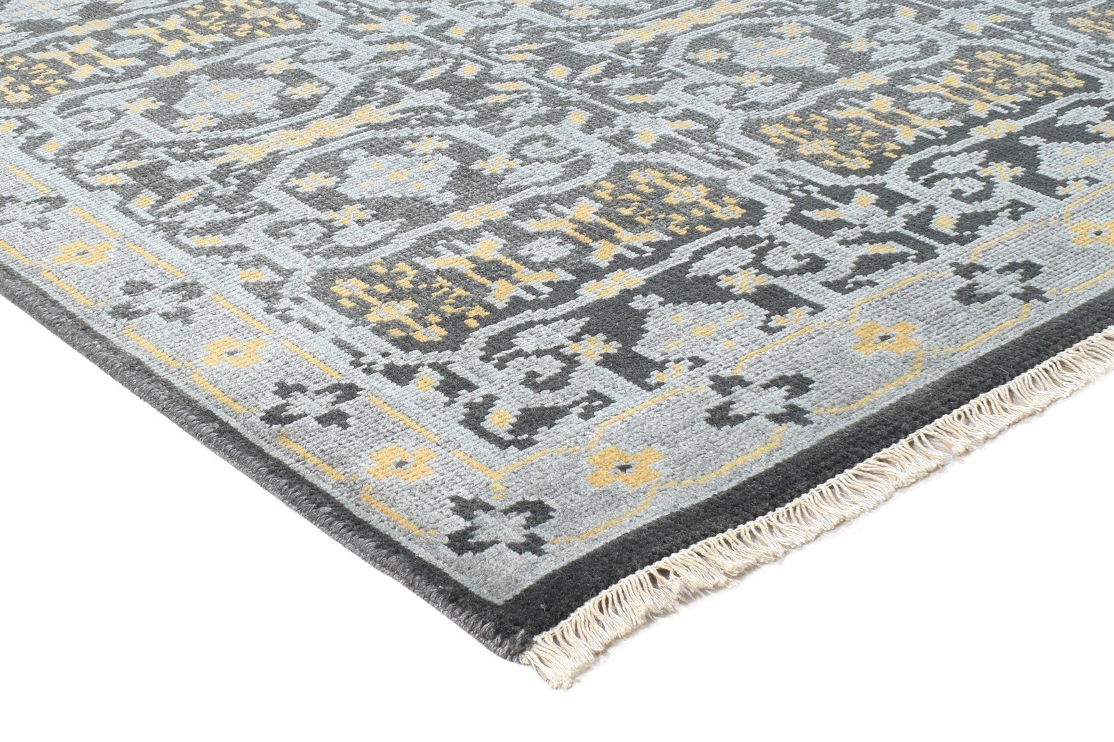 Hand Knotted Charcoal Wool / Silk Rug 5X8 Persian Bokhara Oriental Room Size  Area Rug 