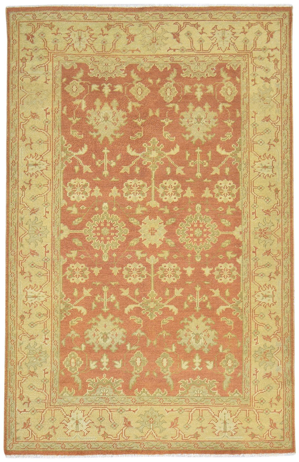 Rust Wool Rug 5' X 8' Persian Hand Knotted Oushak Oriental Room Size Carpet 