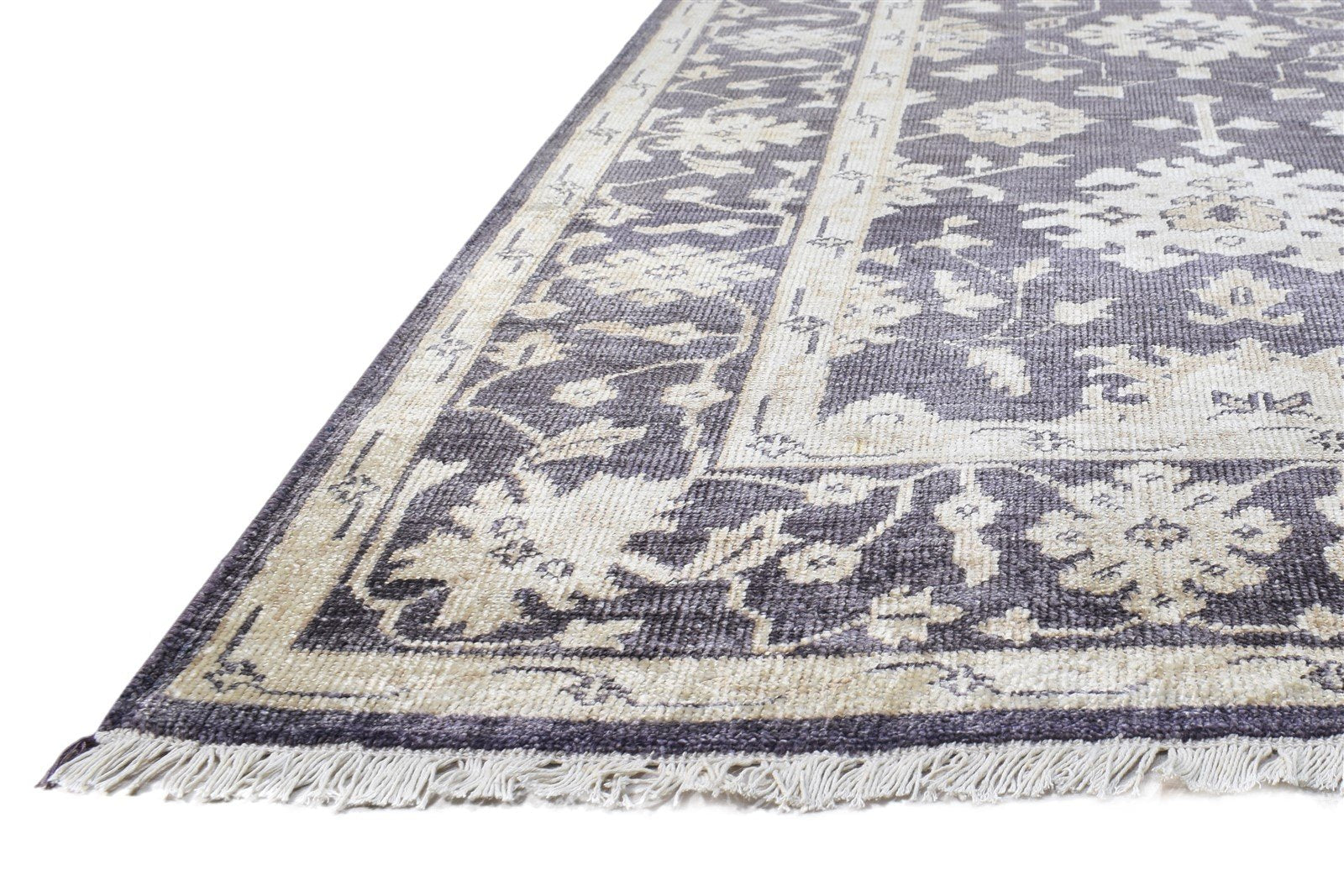 Hand Knotted Dark Grey Silk Rug 5X8 Persian Oushak Oriental Room Size Carpet 