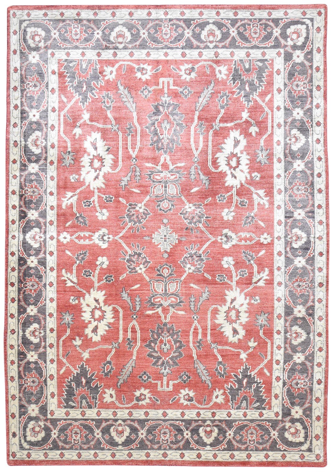 Hand Knotted Rust Silk Rug 6' X 8' Persian Oushak Oriental Room Size Carpet 