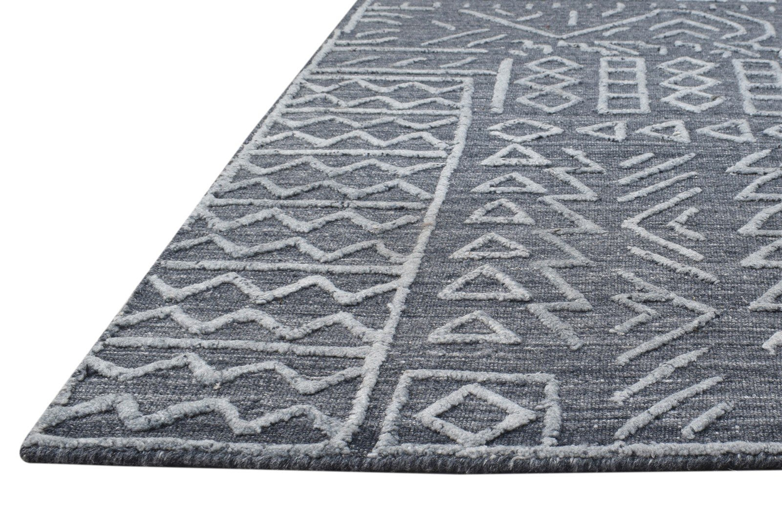 5X8 Rug Wool / Silk Dark Grey Modern Hand Woven Moroccan Tribal Room Size 