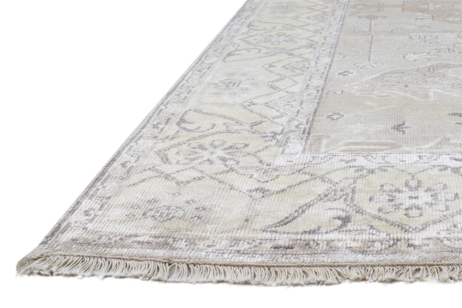 Grey Silk Rug 5' X 8' Persian Hand Knotted Oushak Oriental Room Size Carpet 