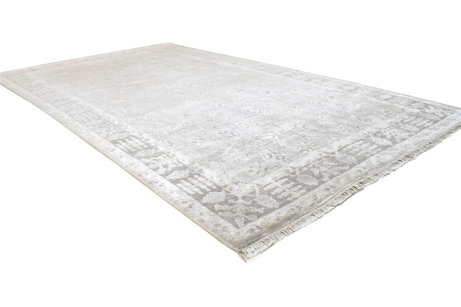 Grey Silk Rug 5' X 8' Persian Hand Knotted Kashan Oriental Room Size Carpet  Area Rug 