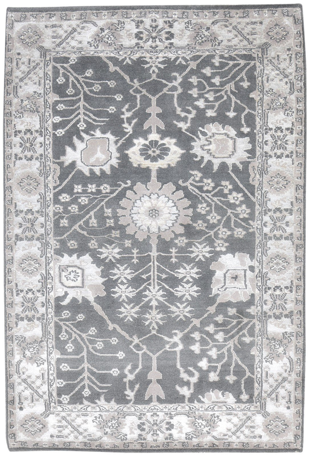 Wool Charcoal Rug 5' X 8' Persian Hand Knotted Oushak Oriental Room Size Carpet 