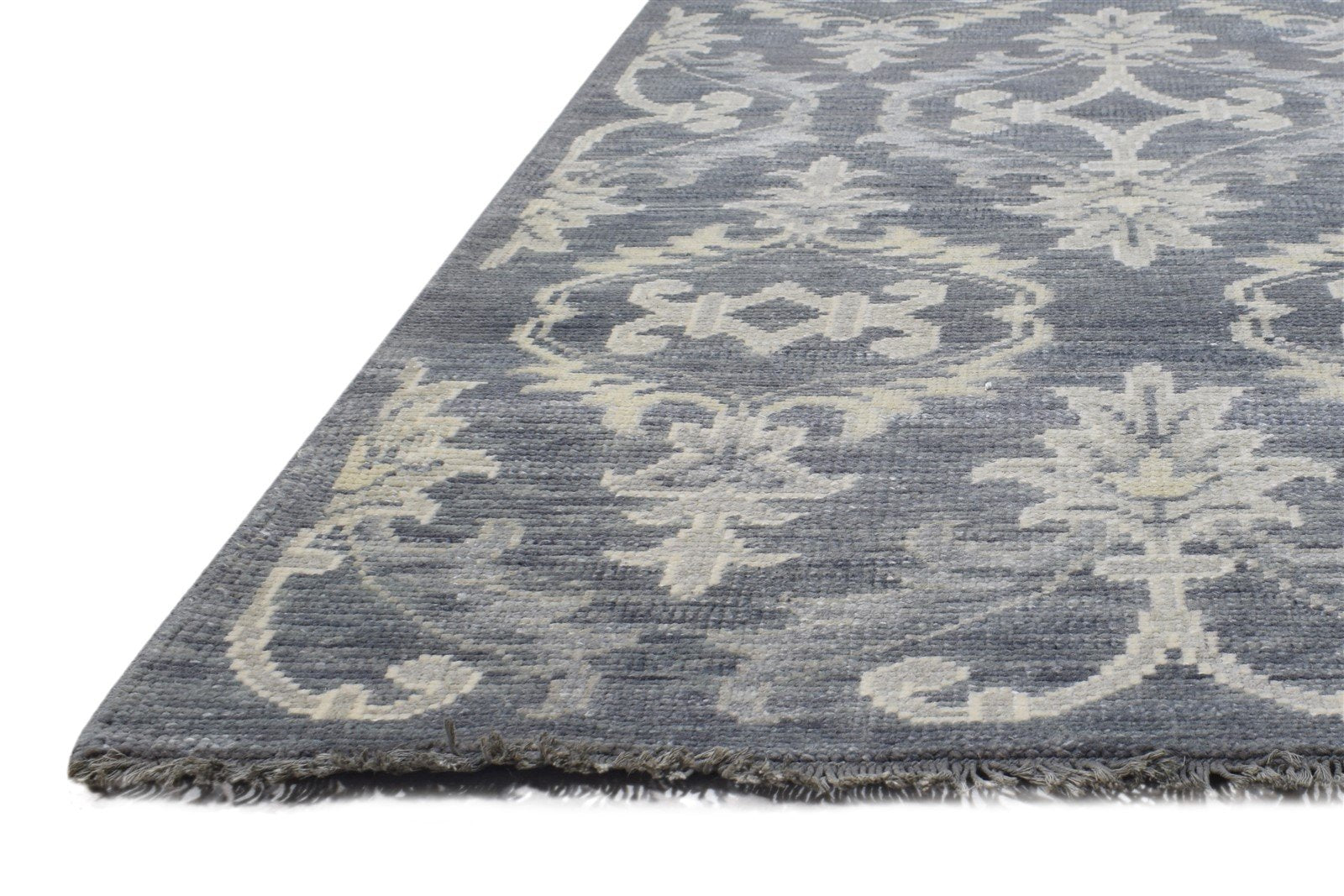 Charcoal Silk Rug 6' X 9' Modern Hand Knotted Moroccan Damask Room Size Carpet 