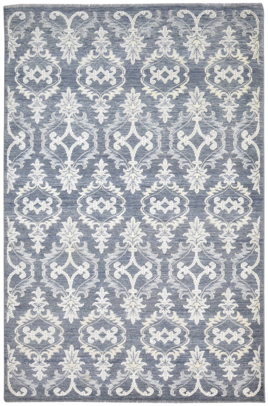 Charcoal Silk Rug 6' X 9' Modern Hand Knotted Moroccan Damask Room Size Carpet 