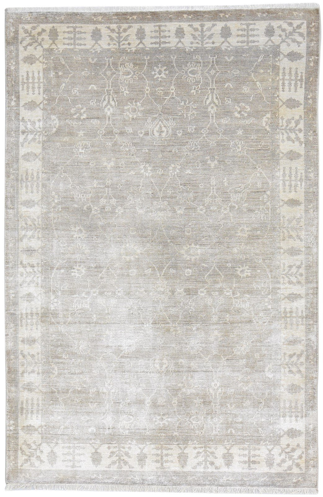 Grey Silk Rug 5' X 8' Persian Hand Knotted Kashan Oriental Room Size Carpet 