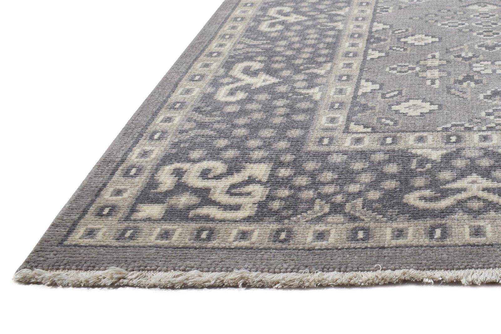 Wool Dark Grey Rug 6X9 Persian Hand Knotted Bokhara Oriental Room Size Carpet 