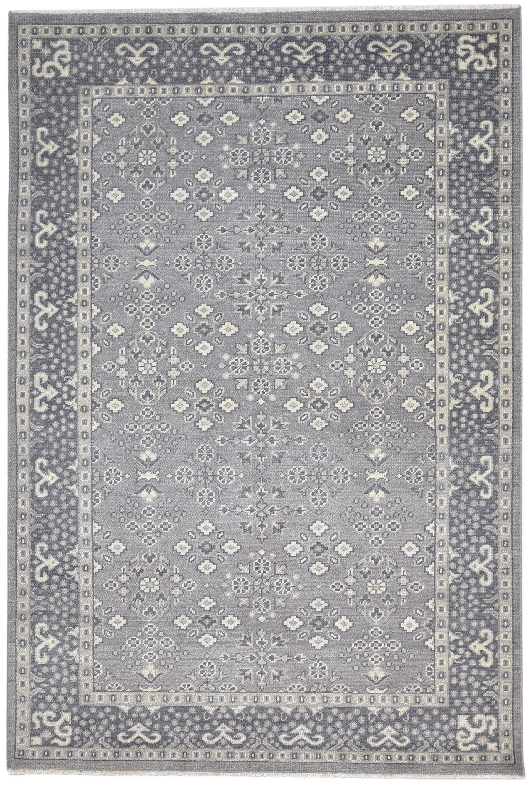 Wool Dark Grey Rug 6X9 Persian Hand Knotted Bokhara Oriental Room Size Carpet 