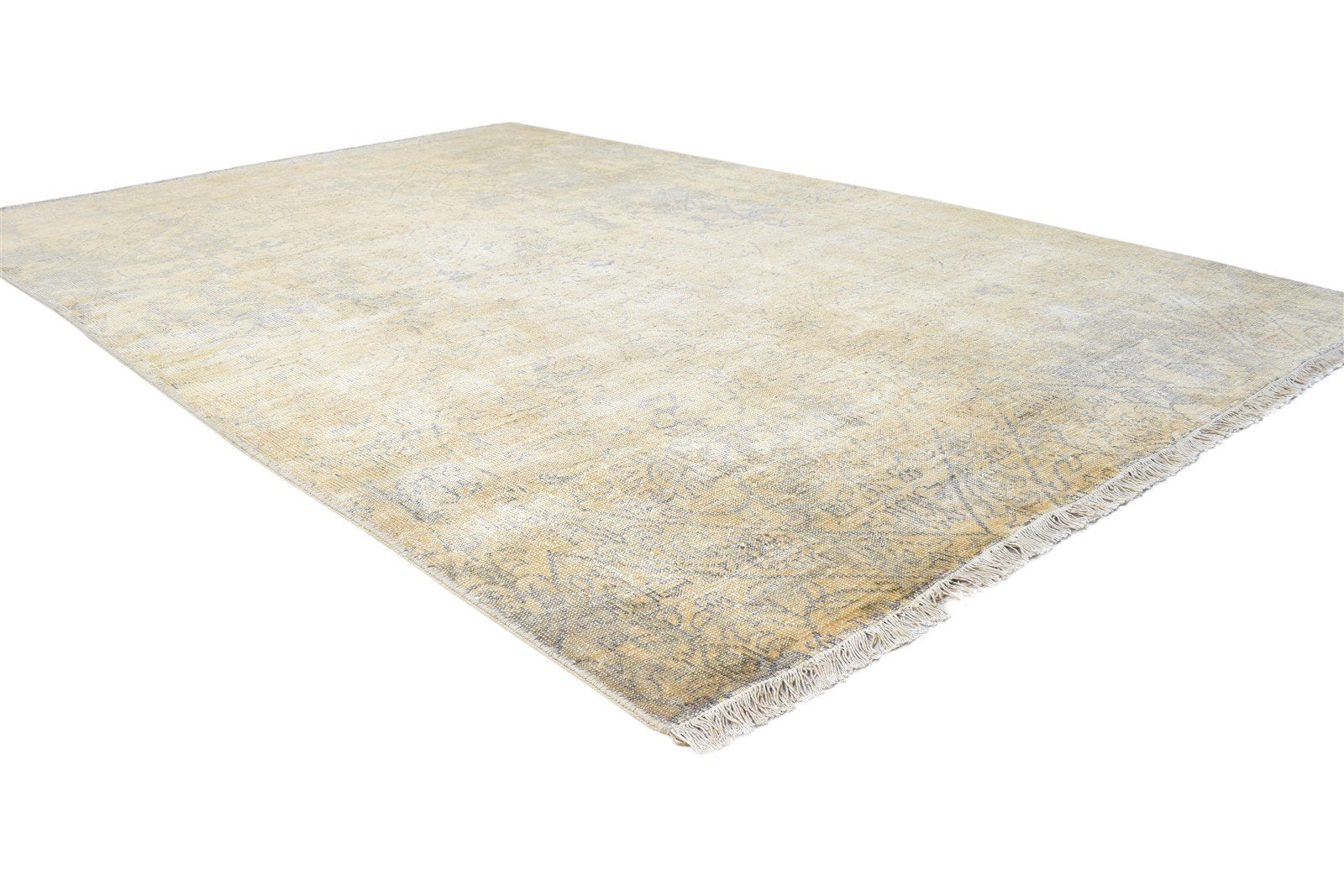 6' X 8' Rug Silk Gold Modern Hand Knotted French Abstract Room Size Carpet 