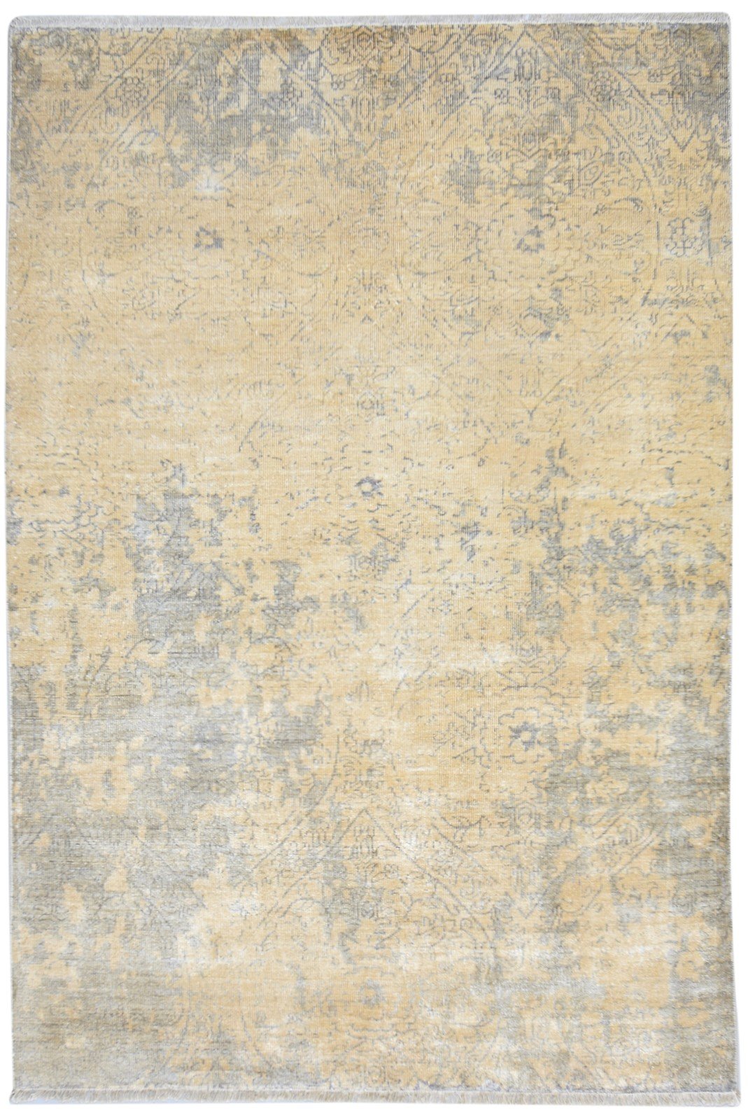 6' X 8' Rug Silk Gold Modern Hand Knotted French Abstract Room Size Carpet 