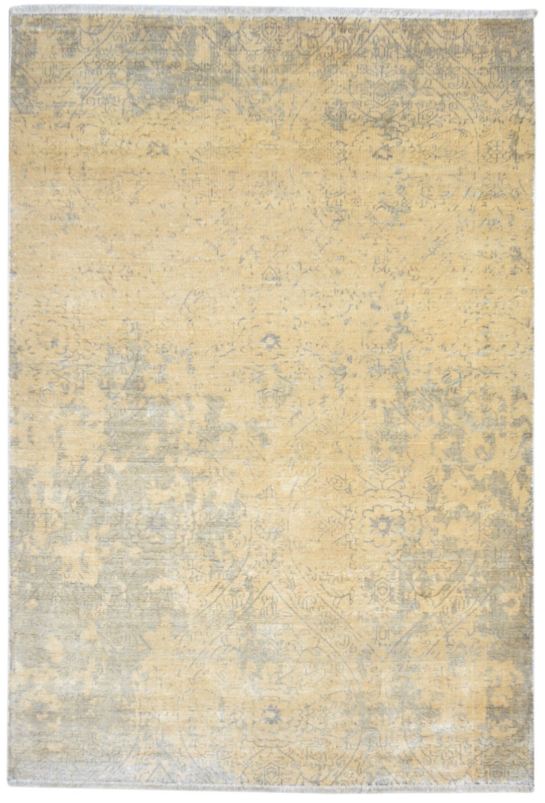 Silk Gold Rug 6' X 8' Modern Hand Knotted French Abstract Room Size Carpet 