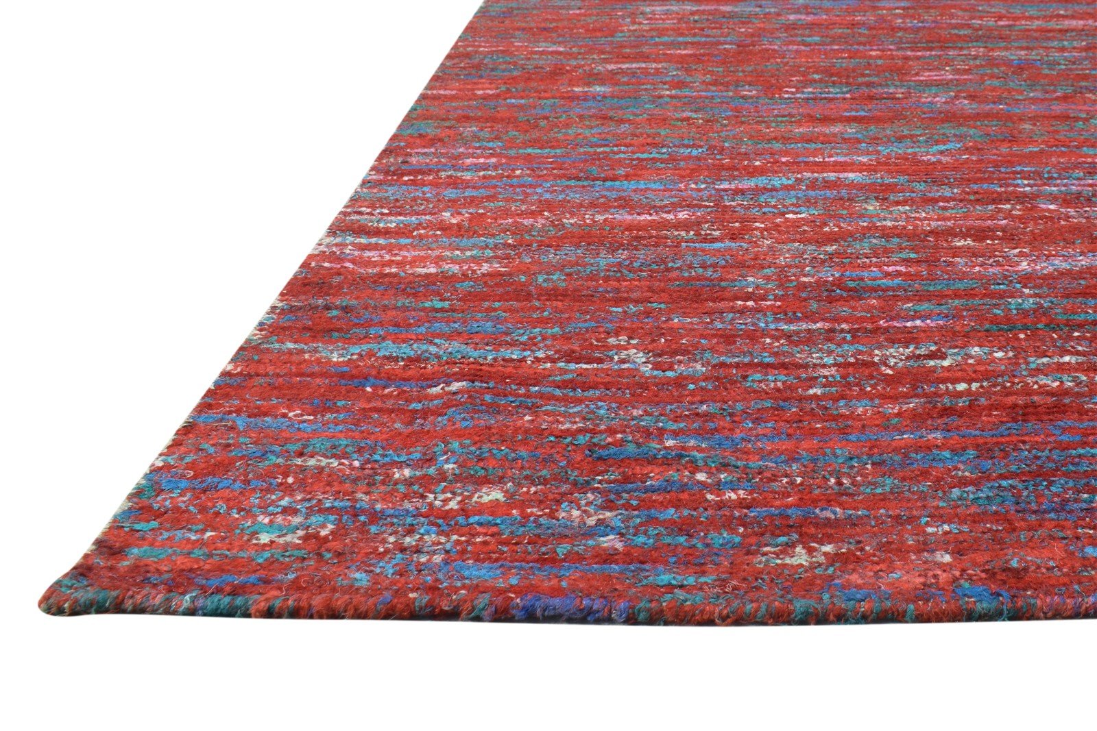 8X11 Rug Rayon From Bamboo Red Modern Hand Woven Bohemian Striped Large Carpet 