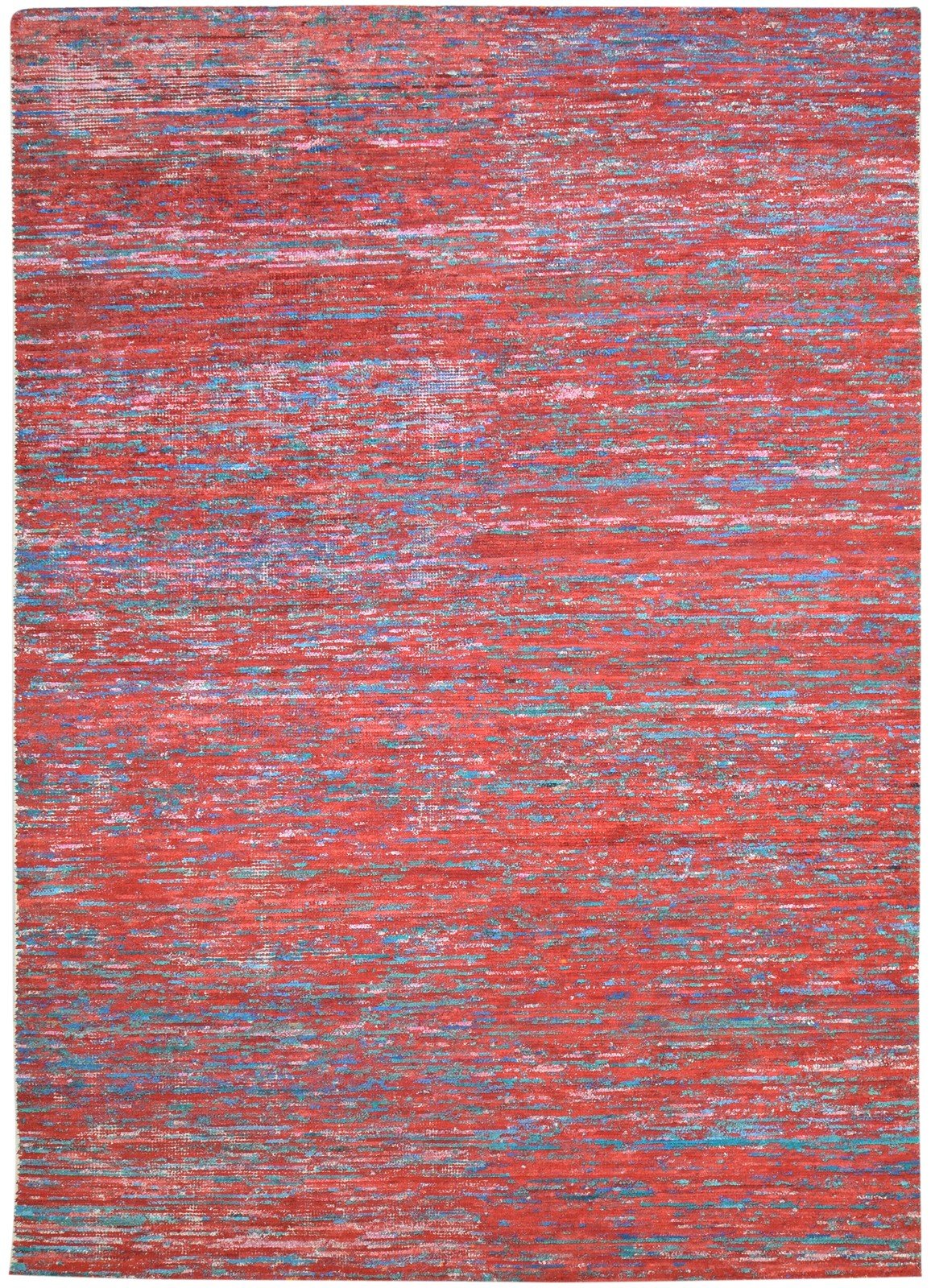 8X11 Rug Rayon From Bamboo Red Modern Hand Woven Bohemian Striped Large Carpet 