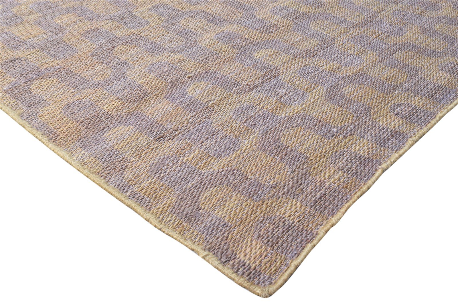 Gold Jute Rug 9' X 12' Modern Hand Woven Scandinavian Chevron Large Carpet 