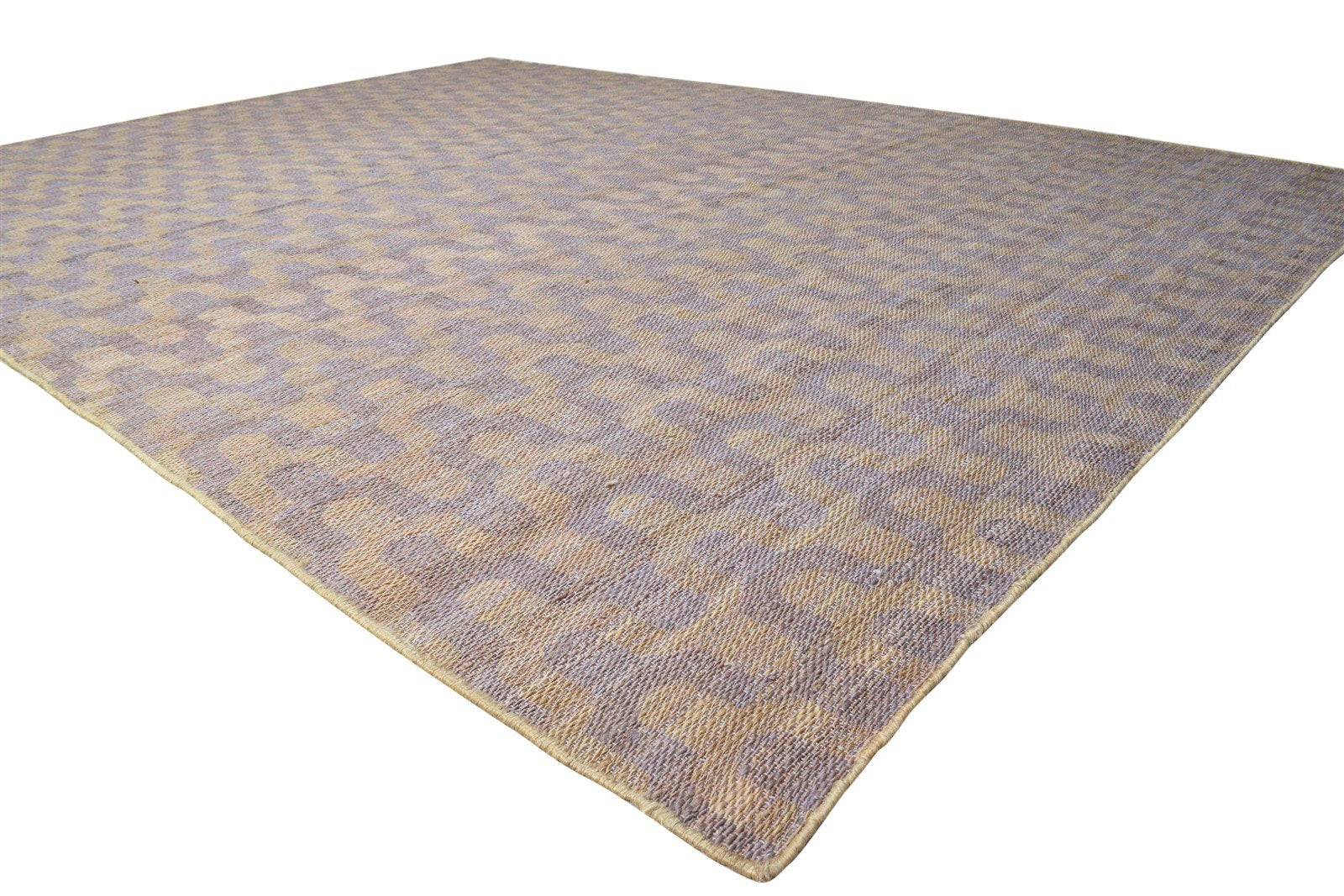 Gold Jute Rug 9' X 12' Modern Hand Woven Scandinavian Chevron Large Carpet 