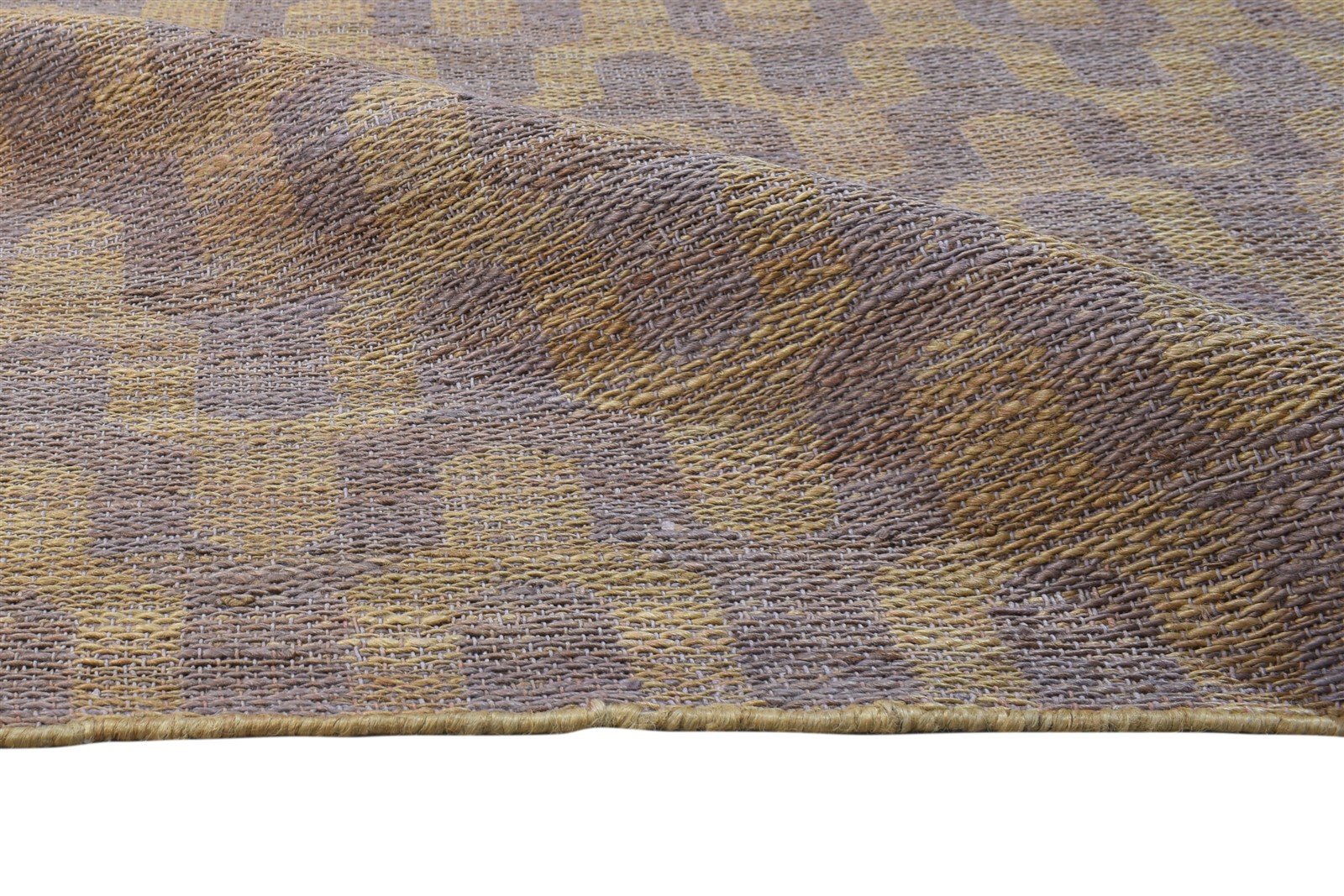 Gold Jute Rug 9' X 12' Modern Hand Woven Scandinavian Chevron Large Carpet 