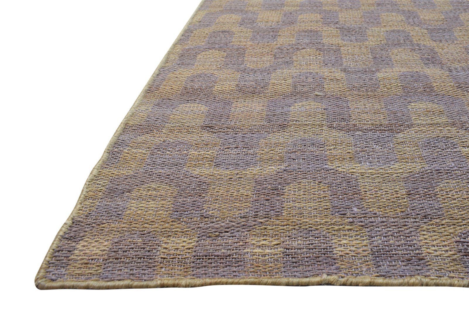 Gold Jute Rug 9' X 12' Modern Hand Woven Scandinavian Chevron Large Carpet 