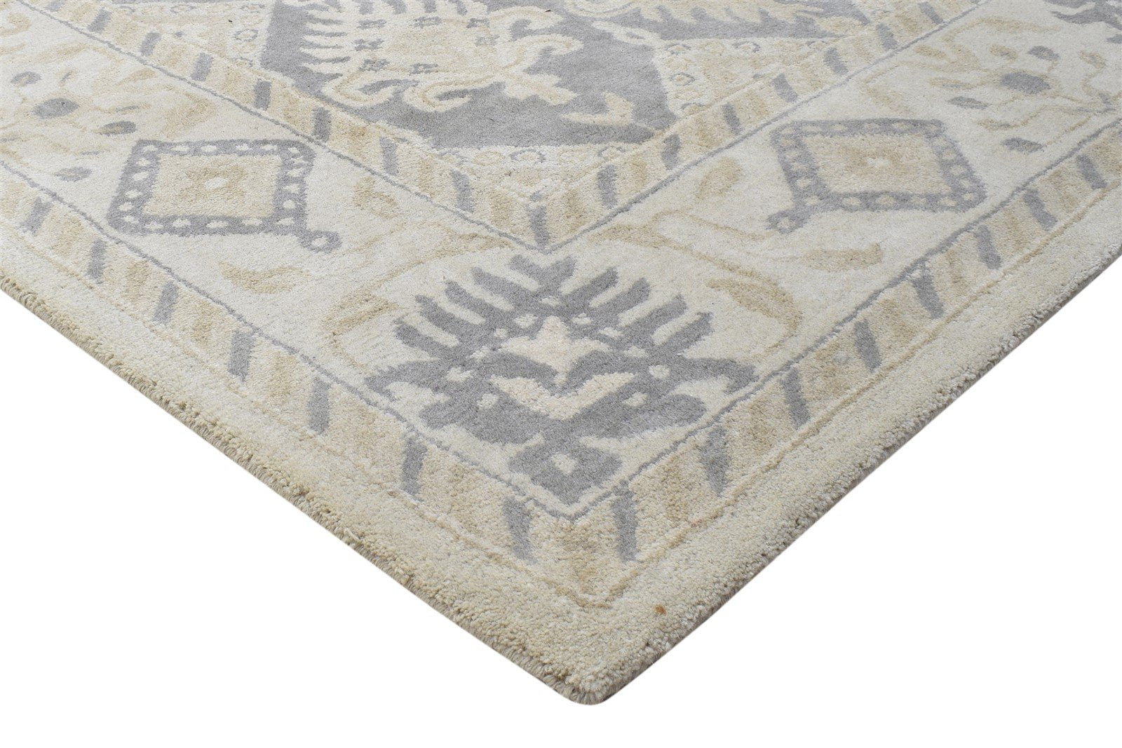 Grey Wool Rug 8' X 11' Persien Hand Tufted Bokhara Oriental Large Carpet 