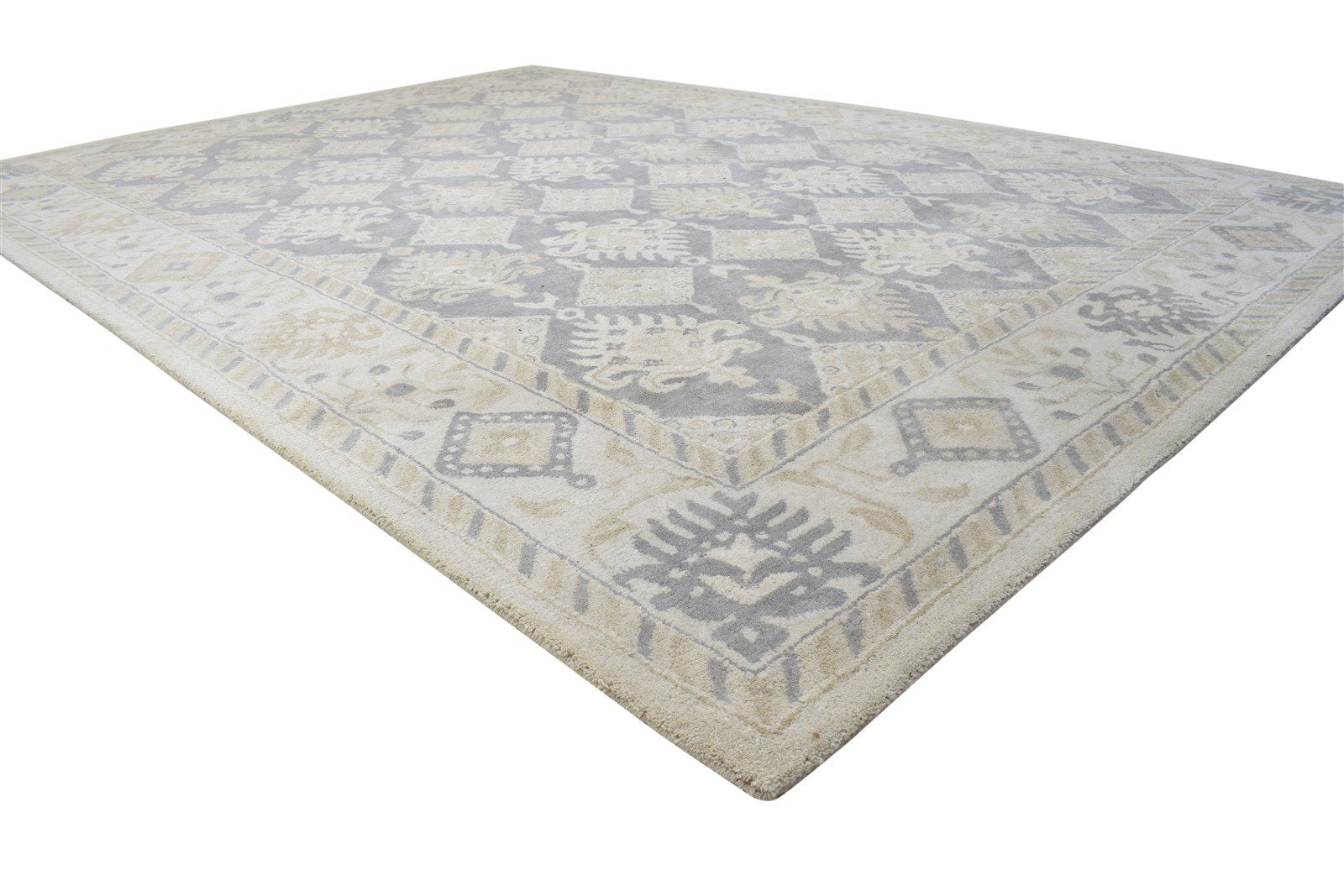 Grey Wool Rug 8' X 11' Persien Hand Tufted Bokhara Oriental Large Carpet 