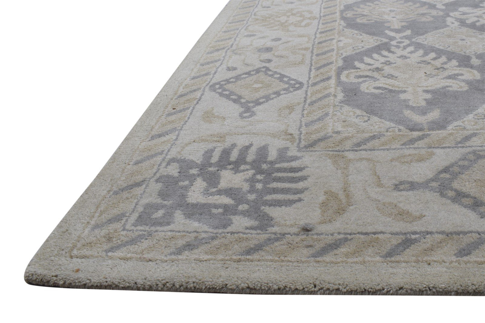 Grey Wool Rug 8' X 11' Persien Hand Tufted Bokhara Oriental Large Carpet 