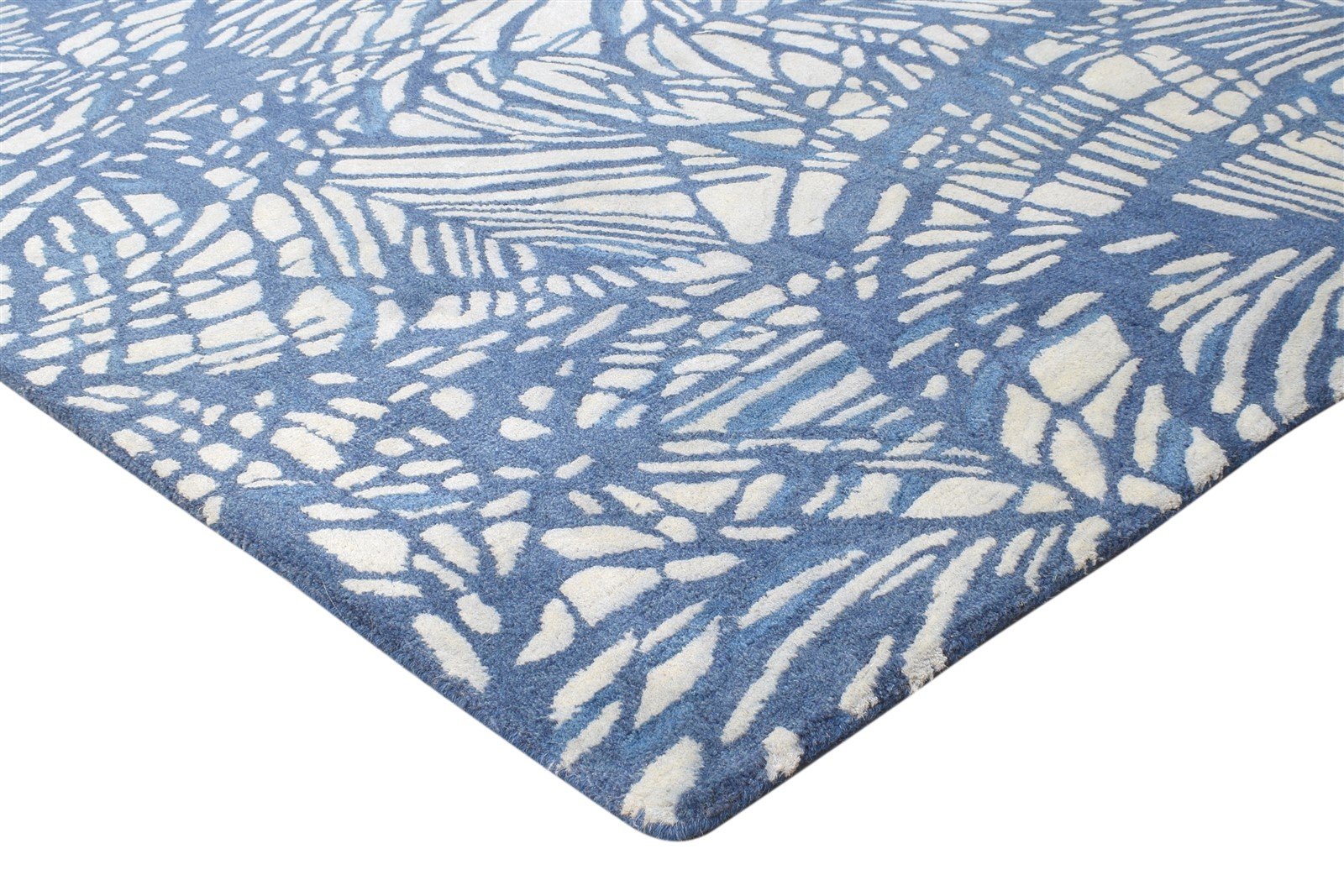 Hand Tufted Blue Wool Rug 8' X 11' Modern French Abstract Large Carpet 