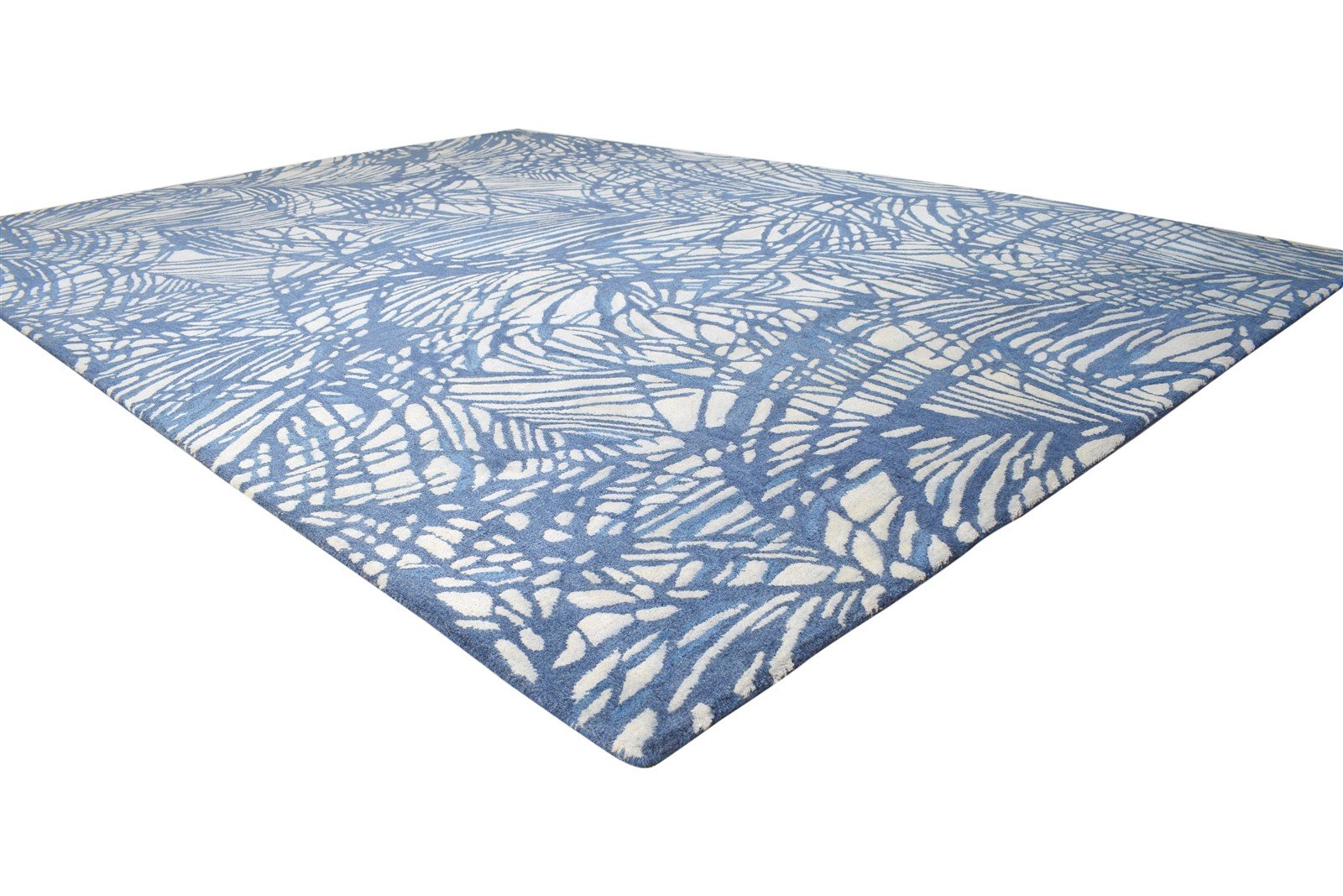 Hand Tufted Blue Wool Rug 8' X 11' Modern French Abstract Large Carpet 