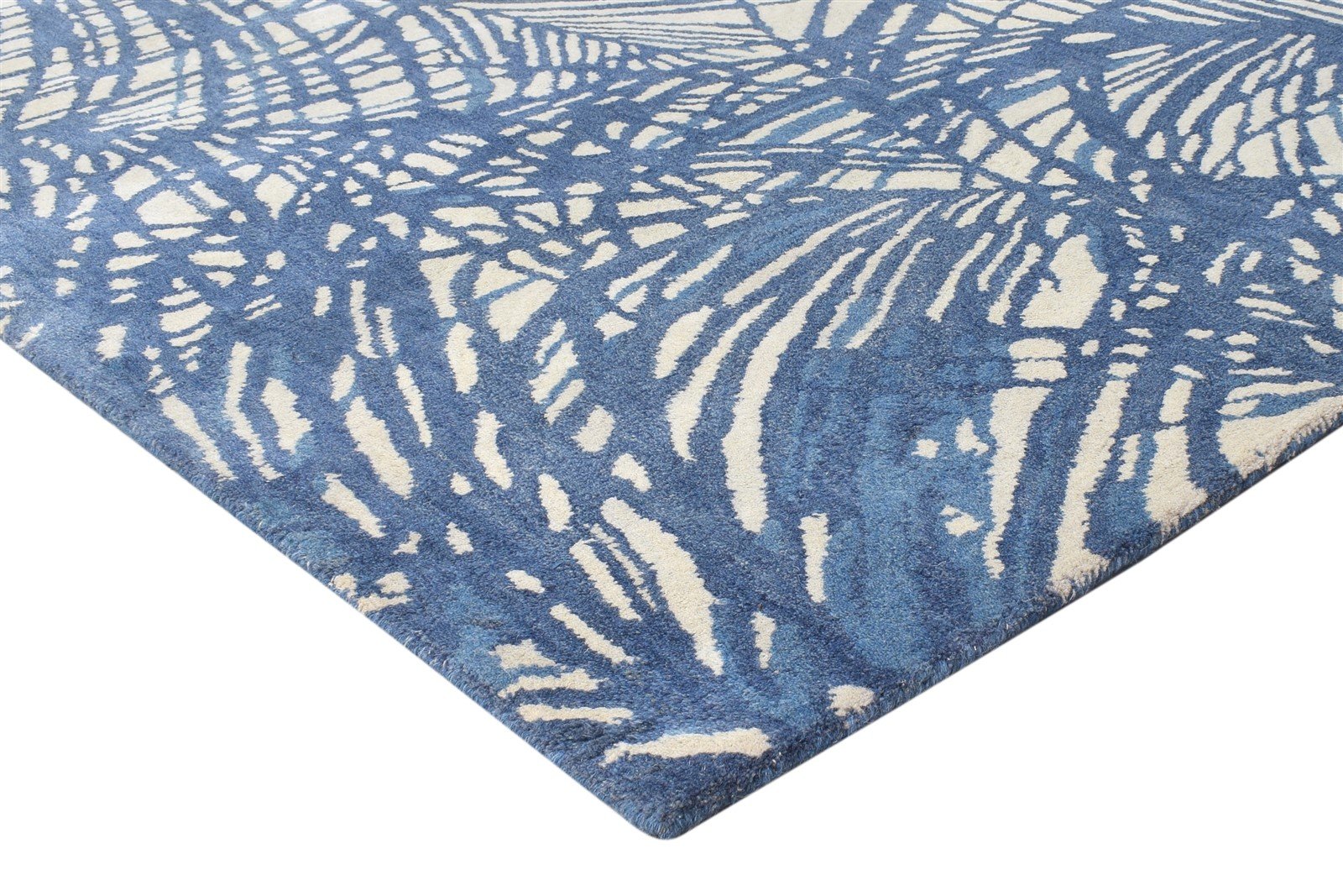 Blue Wool Rug 8' X 11' Modern Hand Tufted French Abstract Large Carpet 