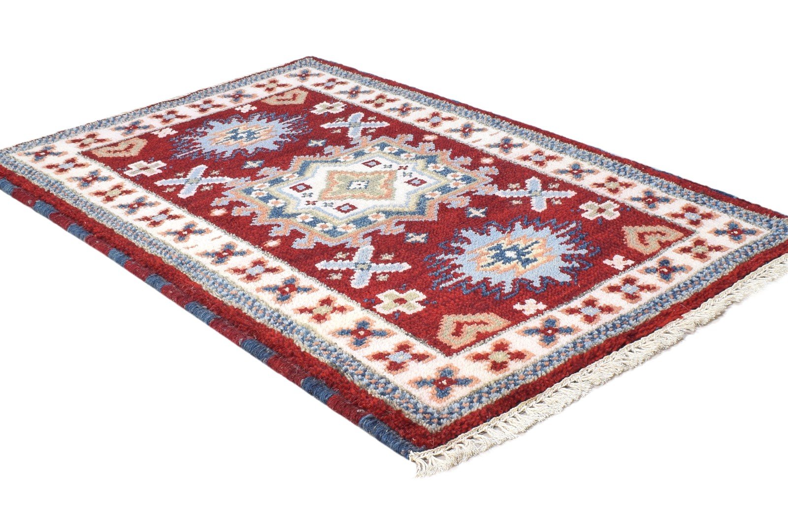 Red Wool Rug 2' X 3' Persian Hand Knotted Kazak Oriental Small Carpet 