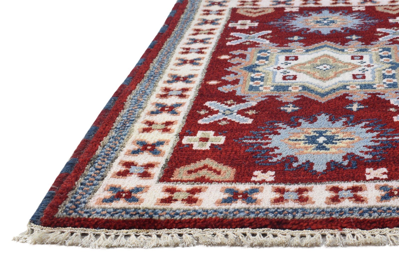 Red Wool Rug 2' X 3' Persian Hand Knotted Kazak Oriental Small Carpet 