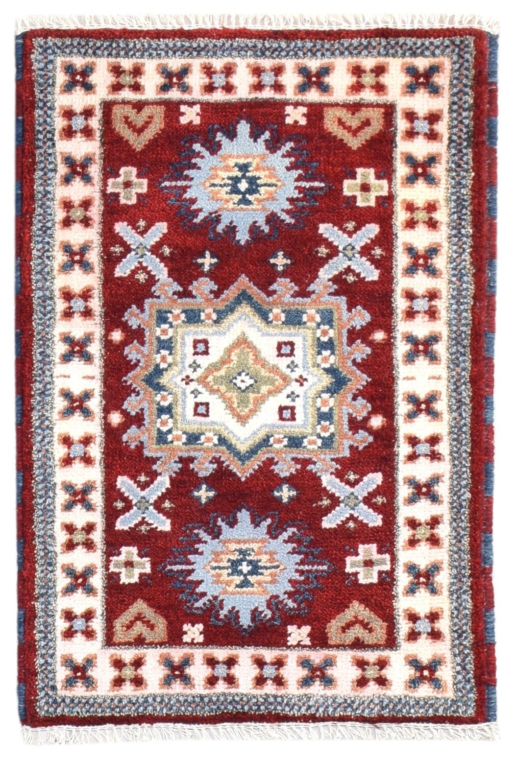 Red Wool Rug 2' X 3' Persian Hand Knotted Kazak Oriental Small Carpet 