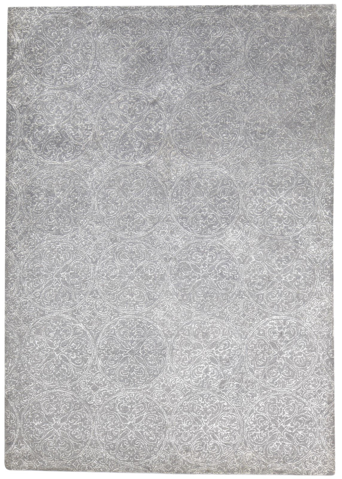 Dark Grey Wool Rug 7' X 10' Modern Hand Tufted Scandinavian Floral Large Carpet 