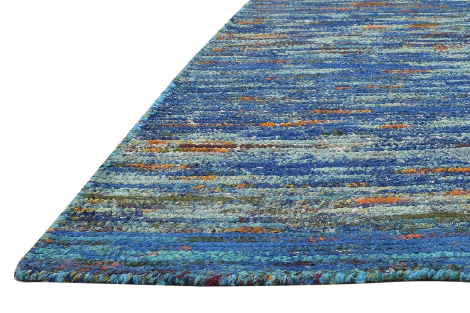 Hand Woven Blue Rayon From Bamboo Rug 6X10 Modern Bohemian Solid Large Carpet 