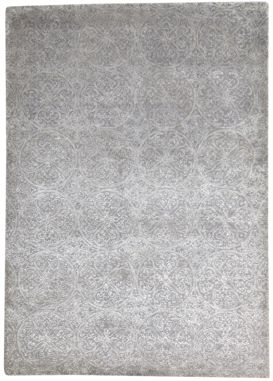 Wool Dark Grey Rug 7' X 10' Modern Hand Tufted French Floral Large Carpet 