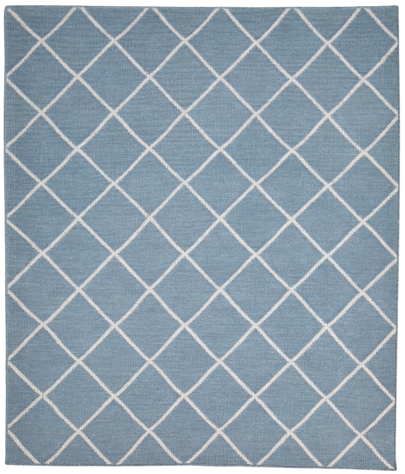 Wool Blue Rug 6' X 8' Modern Dhurrie Moroccan Diamond Large Carpet 