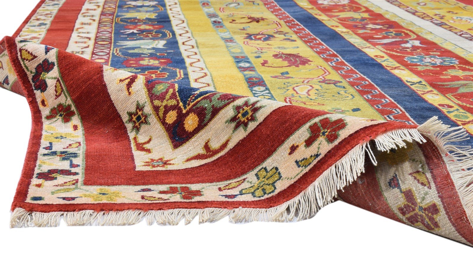 Multi Color Wool Rug 8' X 10' Persian Hand Knotted Turkish Striped Large Carpet 