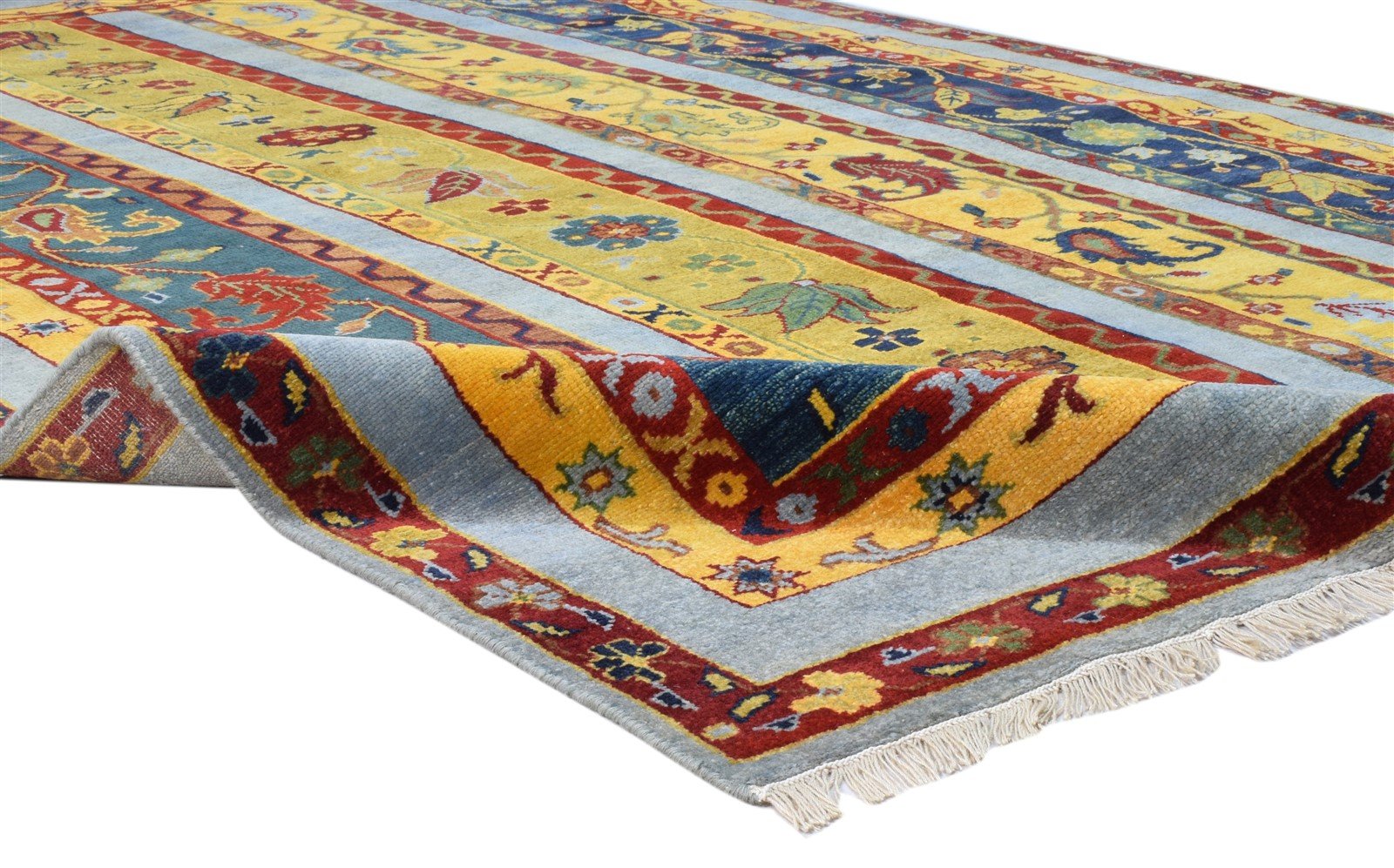 Wool Multi Color Rug 6X9 Persian Hand Knotted Turkish Striped Room Size Carpet 