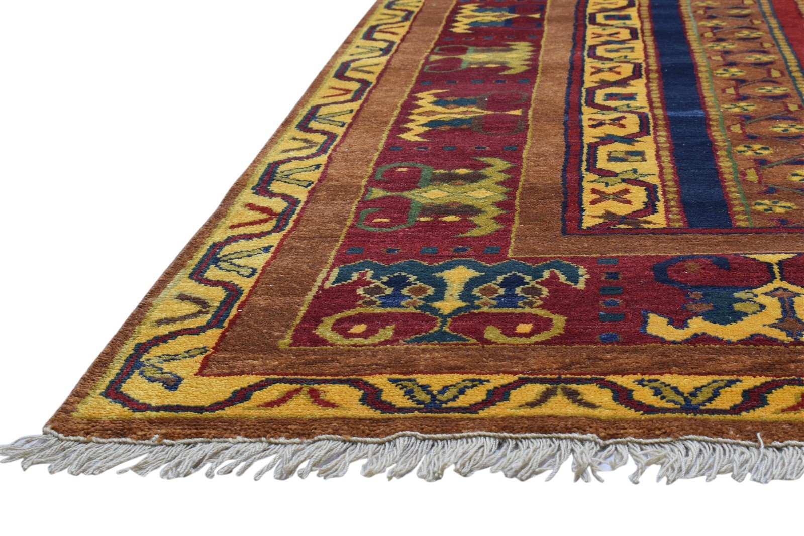 6X9 Rug Wool Multi Color Persian Hand Knotted Turkish Striped Room Size Carpet