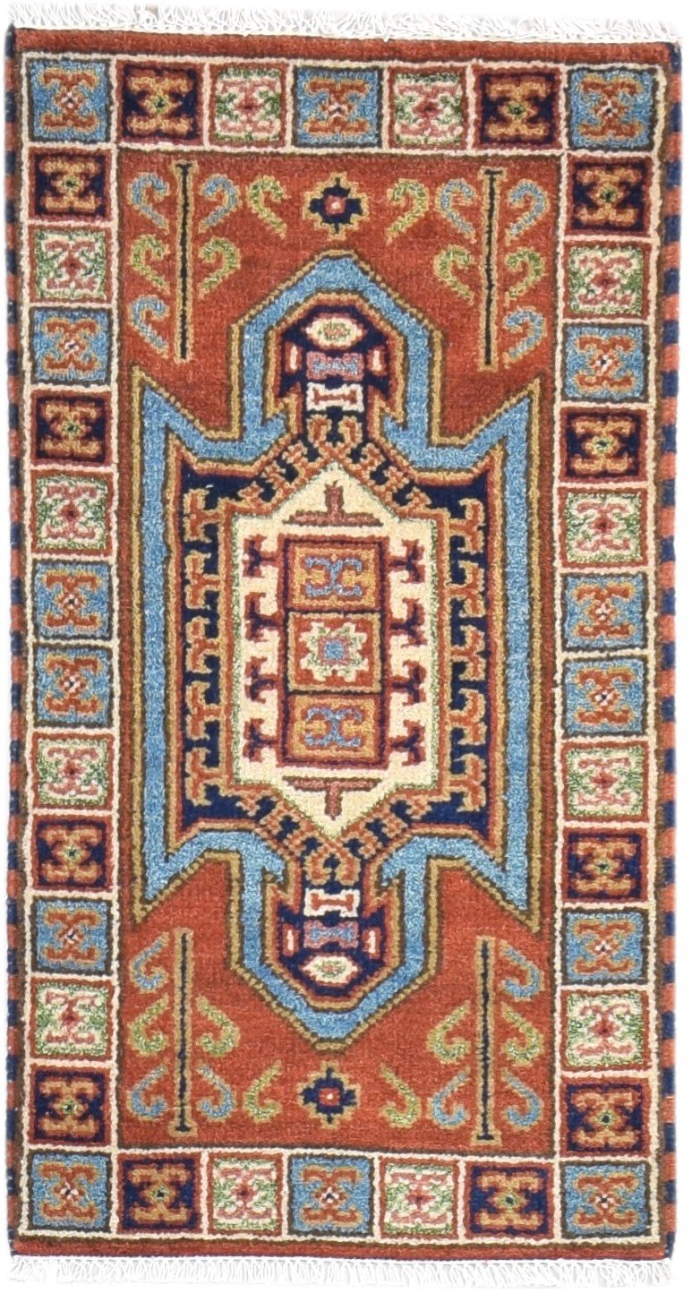 2' X 4' Rug Wool Rust Persian Hand Knotted Kazak Oriental Small Carpet 