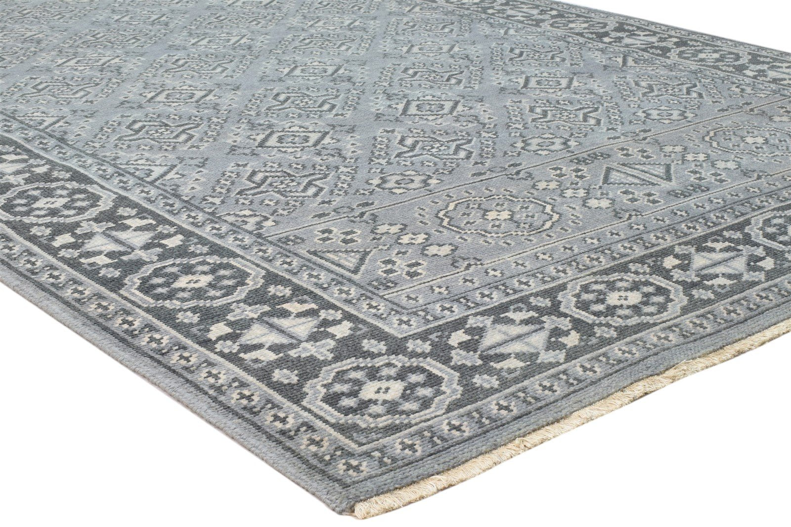 Hand Knotted Grey Wool Rug 6' X 9' Persian Bokhara Oriental Room Size Carpet 