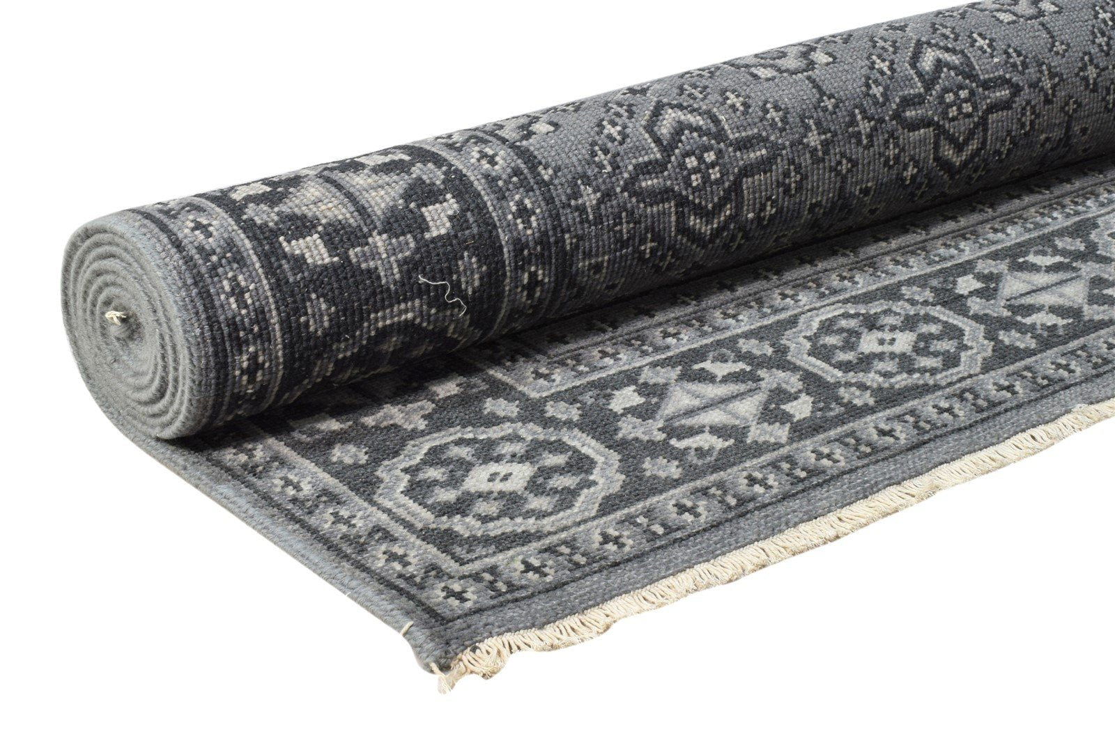 Grey Wool Rug 6' X 9' Persian Hand Knotted Bokhara Oriental Room Size Carpet 