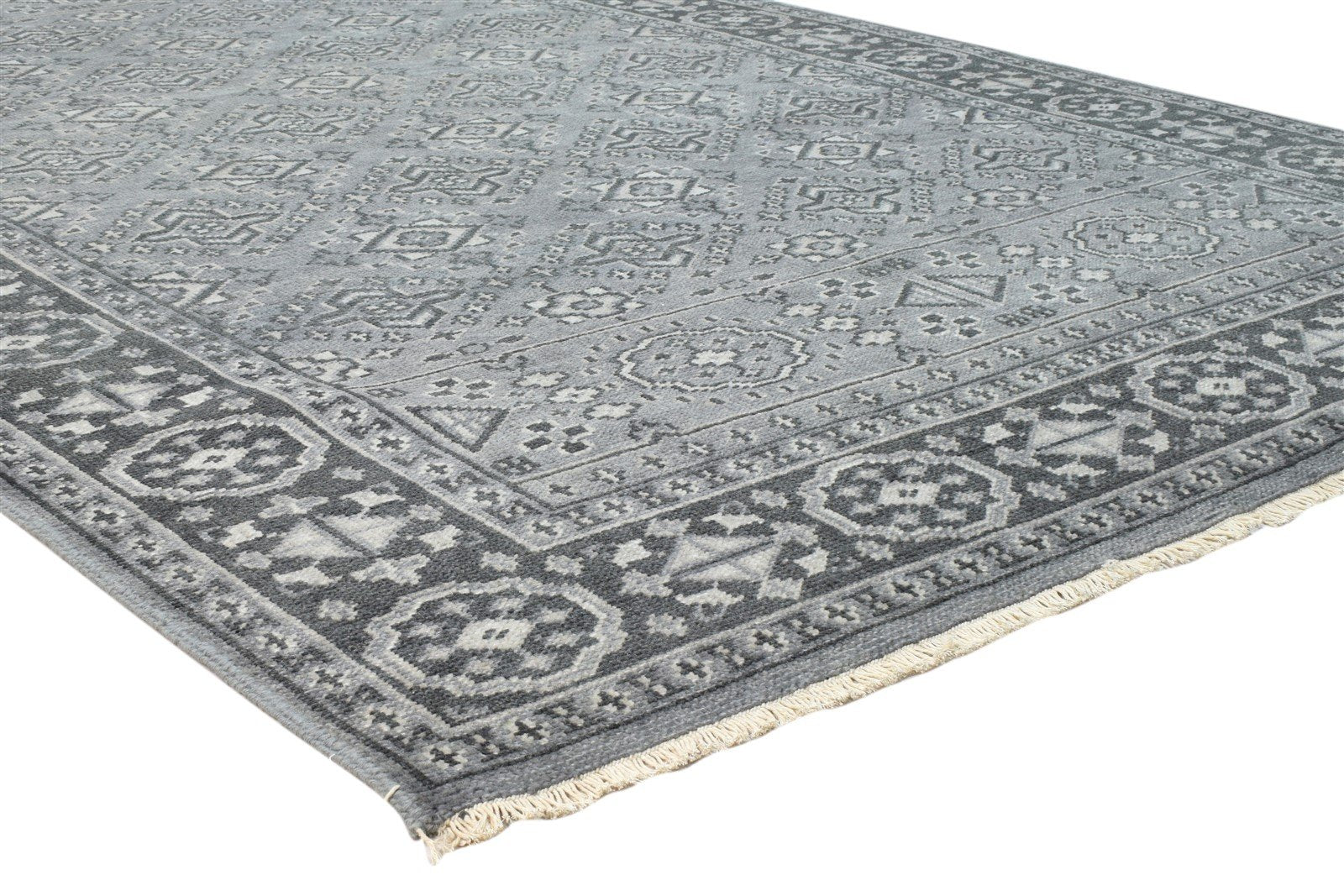 Grey Wool Rug 6' X 9' Persian Hand Knotted Bokhara Oriental Room Size Carpet 