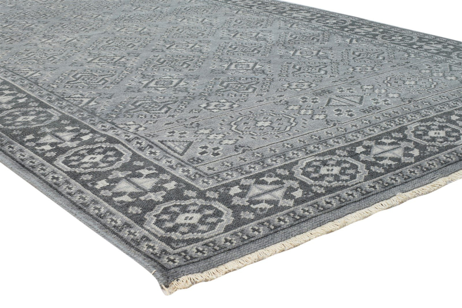 Grey Wool Rug 6' X 9' Persian Hand Knotted Bokhara Oriental Room Size Carpet 