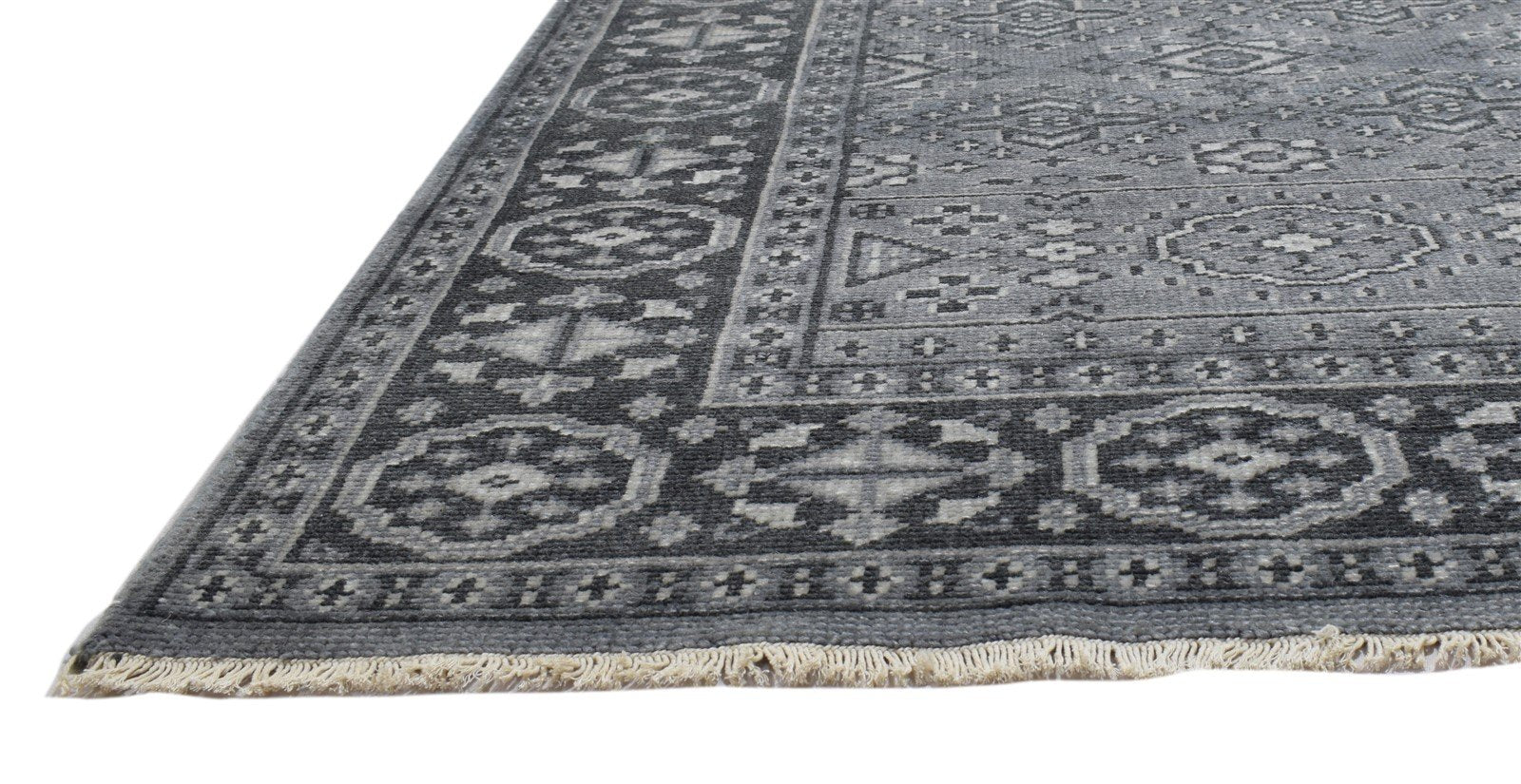 Grey Wool Rug 6' X 9' Persian Hand Knotted Bokhara Oriental Room Size Carpet 